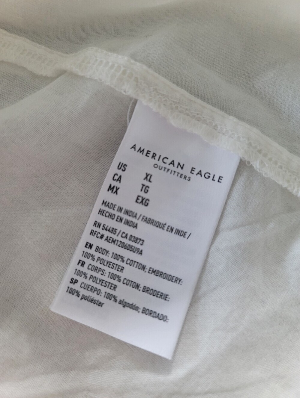 *NWT* American Eagle 100% Cotton V-Neck Embroidered Halter Top. Sz XL - Picture 6 of 7